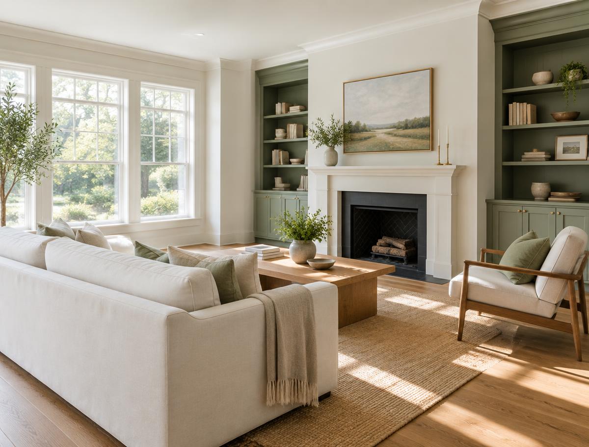 Illustrative freshly painted living room
